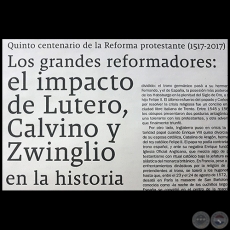 LOS GRANDES REFORMADORES: EL IMPACTO DE LUTERO, CALVINO Y ZWINGLIO EN LA HISTORIA - Por BEATRIZ GONZLEZ DE BOSIO - Domingo, 10 de Diciembre de 2017